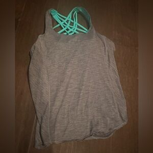 lululemon athletica Gray Tank Top with Teal Straps